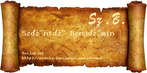 Szántó Benjámin névjegykártya